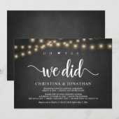 O ja, dat hebben we gedaan, Rustic Elopement Party Kaart (Voorkant / Achterkant)