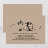 O ja, dat hebben we gedaan, Rustic Wedding Elopeme Kaart (Voorkant / Achterkant)