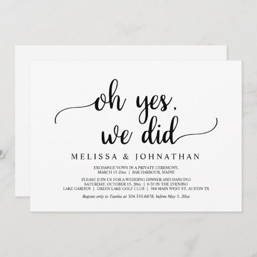 O ja, dat hebben we gedaan, Rustieke trouwfeest ve Kaart (Voorkant / Achterkant)