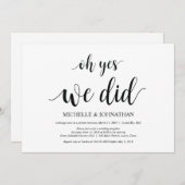 o ja, dat hebben we gedaan, trouwkaart elopement u kaart (Voorkant / Achterkant)