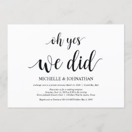 o ja, dat hebben we gedaan, trouwkaart elopement u kaart