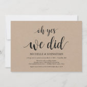 o ja, dat hebben we gedaan, trouwkaart voor elopem kaart (Voorkant)