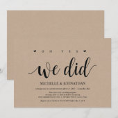 o ja, dat hebben we gedaan, uitnodigingskaart voor kaart (Voorkant / Achterkant)