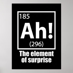 O, ja. Element of Surprise Funny Chemistry Joke Poster