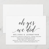 O ja, we deden het, Bruiloft Feest Kaart (Voorkant / Achterkant)