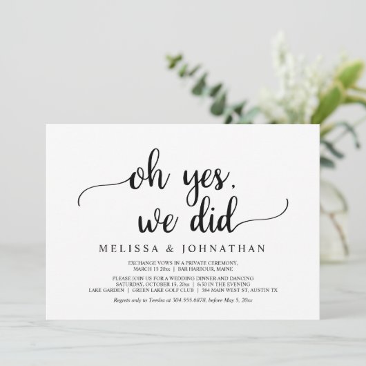 O ja, we deden het, Rustic trouwfeest Kaart (Staand voorkant)