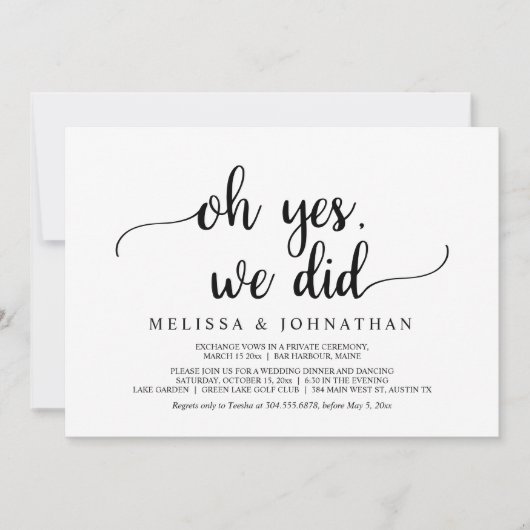 O ja, we hebben het gedaan, Rustic Wedding Elopeme Kaart (Voorkant)