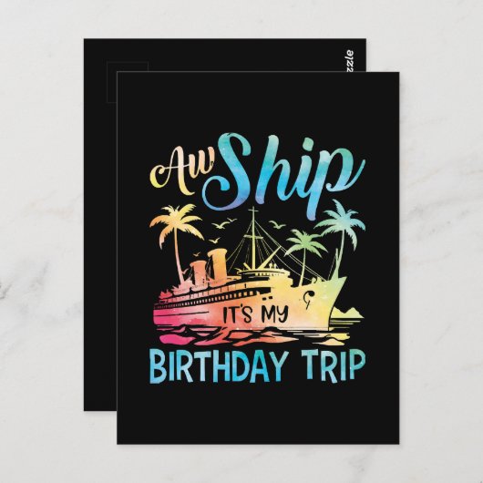 O je, het is mijn verjaardagsreis briefkaart (Voorkant / Achterkant)