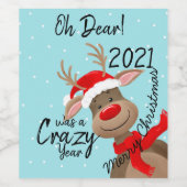 O jee! 2021 was een gekkenjaars briefkaart klassie wijn etiket (Enkel label)