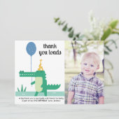 O jee, schattige alligator kinderverjaardag bedankkaart (Staand voorkant)