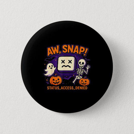O jee spokerige spook skelet pompoen fout ronde button 5,7 cm (Voorkant)