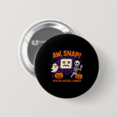 O jee spokerige spook skelet pompoen fout ronde button 5,7 cm (Voorkant /achterkant)
