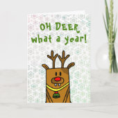 O jee wat een jaar Grappige tekening Sneeuwvlok Feestdagen Kaart (Voorkant)