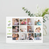 O jee wat een jaar lime groene fotocollage feestdagenkaart (Staand voorkant)