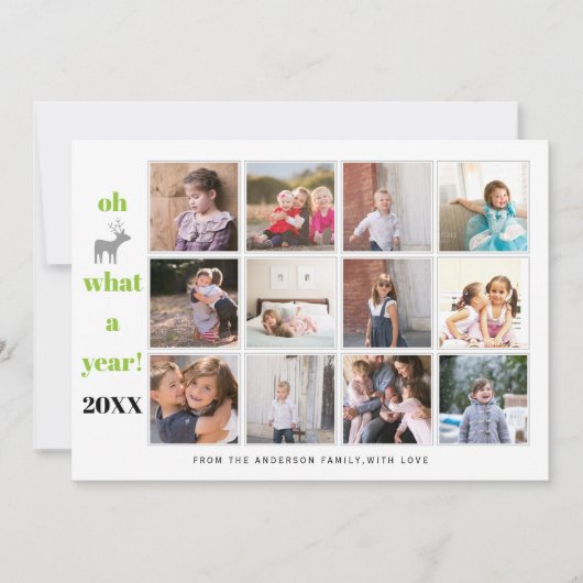 O jee wat een jaar limoengroene fotocollage feestdagenkaart (Voorkant)