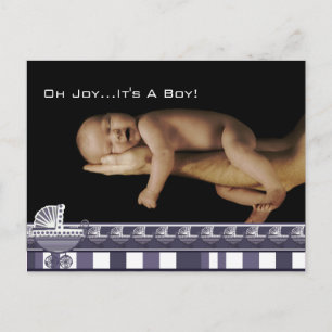 O Jo... Er Is Een Baby! Paars kan jongen of meisje Briefkaart
