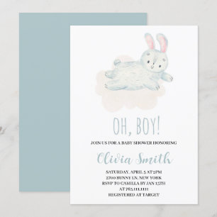 O Jong Zoete Konijn Watercolor Baby Shower Kaart