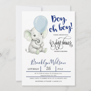 O Jongen Baby Borrel Uitnodiging Olifant
