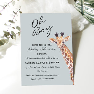 O Jongen Baby Giraffe Baby Borrel Kaart
