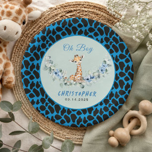 O jongen! Baby Giraffe Baby Borrel Papieren Bordje