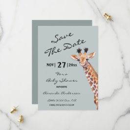 O jongen baby giraffe baby shower save the date