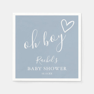 O Jongen Baby Lief Hart Stof Blauw Baby Shower Servet