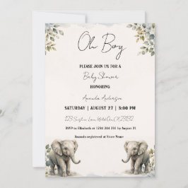 O jongen baby olifant aquarel baby shower kaart