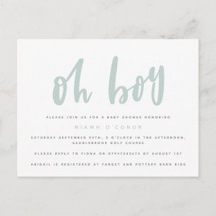 O jongen baby shower ansichtkaart. uitnodiging briefkaart