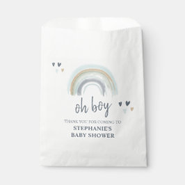 O Jongen Baby Shower Blauw Boho Regenboog Bedankt Bedankzakje