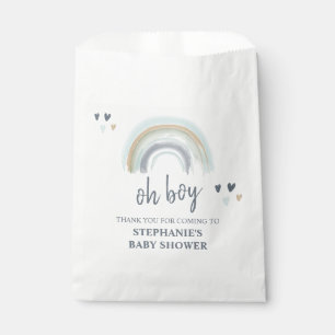 O Jongen Baby Shower Blauw Boho Regenboog Bedankt Bedankzakje