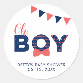 O Jongen Baby Shower | Feest Favoriet Dank je Stic Ronde Sticker