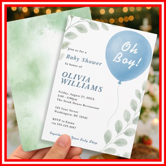 O Jongen Baby Shower Kaart