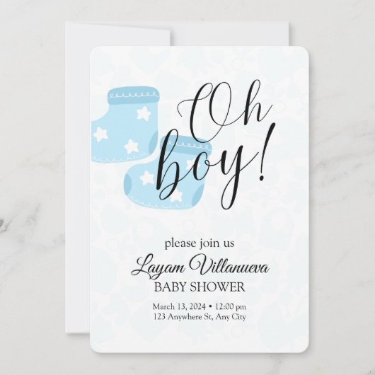 "O Jongen" Baby Shower Uitnodiging (Voorkant)