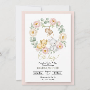 O jongen baby shower uitnodiging   Safari Dieren