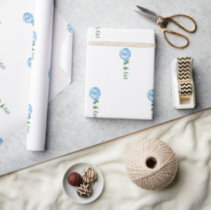O jongen ballon groen eucalyptus baby shower cadeaupapier