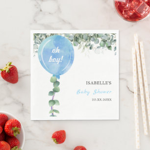 O jongen ballon groen eucalyptus baby shower servet