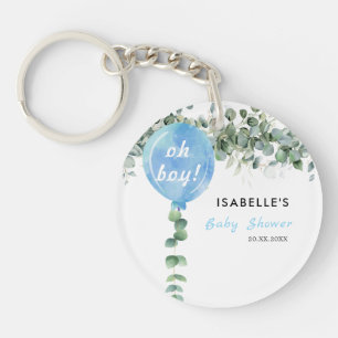 O jongen ballon groen eucalyptus baby shower sleutelhanger