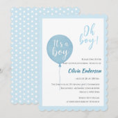 O jongen! Ballonbaby is uitgenodigd om te komen Kaart (Voorkant / Achterkant)