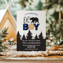 O jongen beer blauwe Buffalo geruite baby shower Kaart