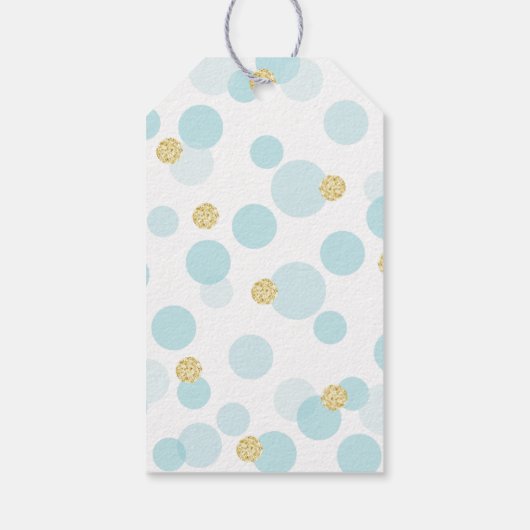 O Jongen Blauw Goud Glitter Confetti Dank Je Wel Cadeaulabel (Achterkant)