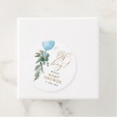 O jongen blauwe ballon groen Baby Shower Bedankjes Labels (In situ)