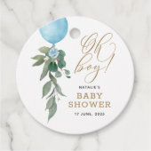 O jongen blauwe ballon groen Baby Shower Bedankjes Labels (Voorkant)