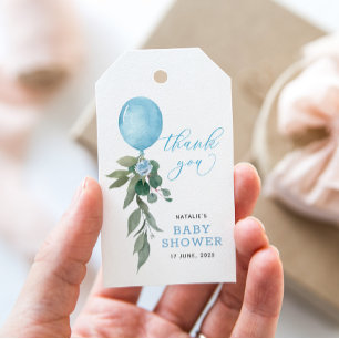 O Jongen Blauwe Ballon Groene Baby Shower Cadeaulabel