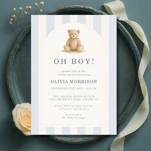 O jongen blauwe teddybeer baby shower kaart