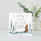 O jongen bosbeer babyshower uitnodiging (Staand voorkant)