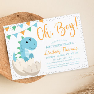 O jongen dinosaurus baby shower kaart
