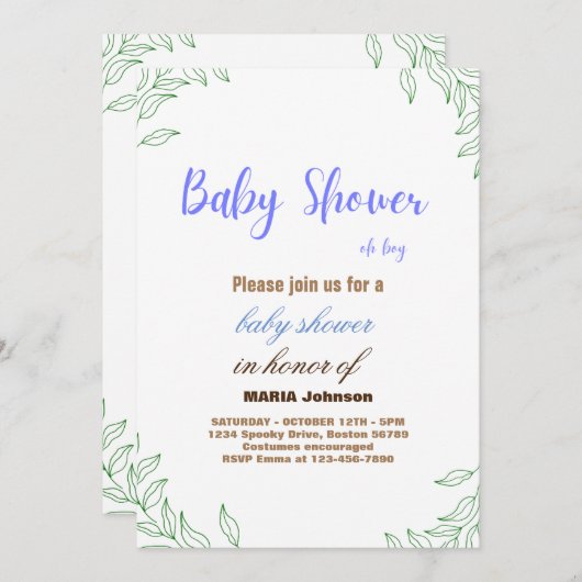 O jongen Eucalyptus baby shower uitnodiging (Voorkant / Achterkant)