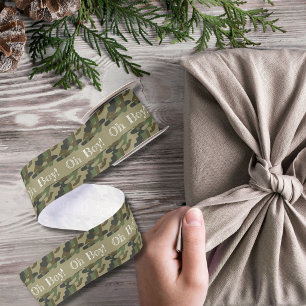 O jongen groene camouflage baby shower satijnen lint