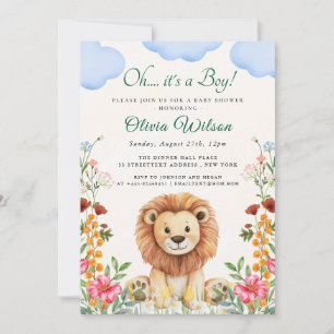 “O jongen!” Groene Leeuw Baby Shower Kaart
