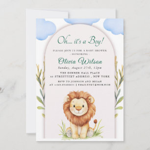 “O jongen!” Groene Leeuw Baby Shower Kaart